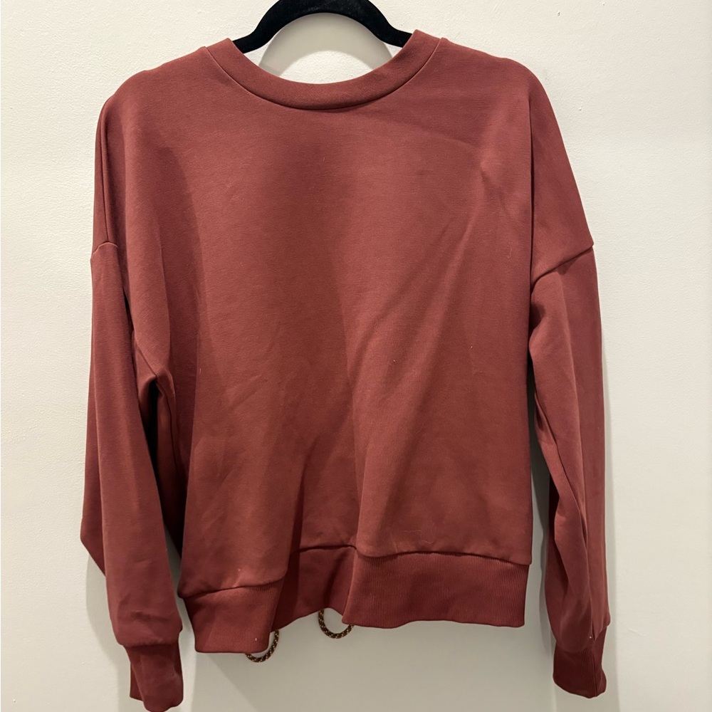Maroon gymshark crewneck with drawstring tie